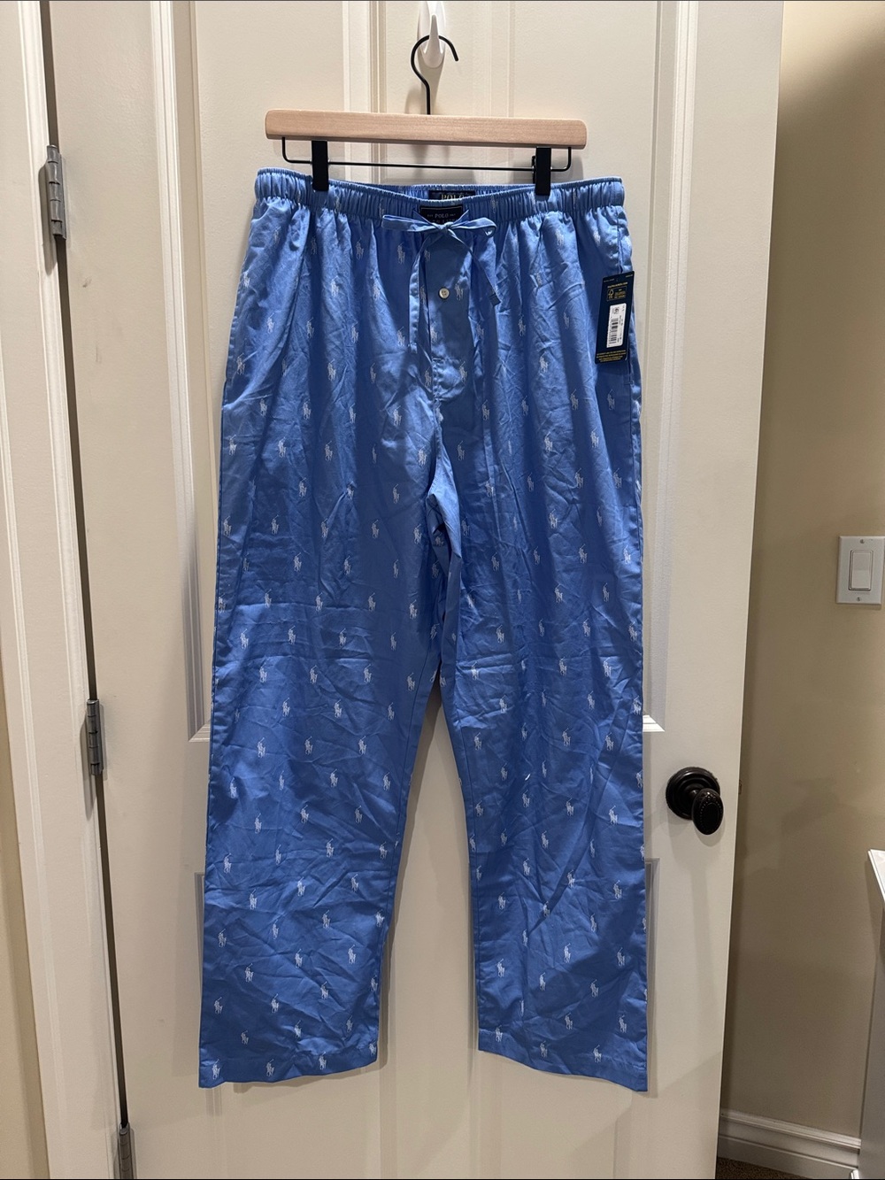 Ralph Lauren Light Blue Polo-Print Lounge Pants